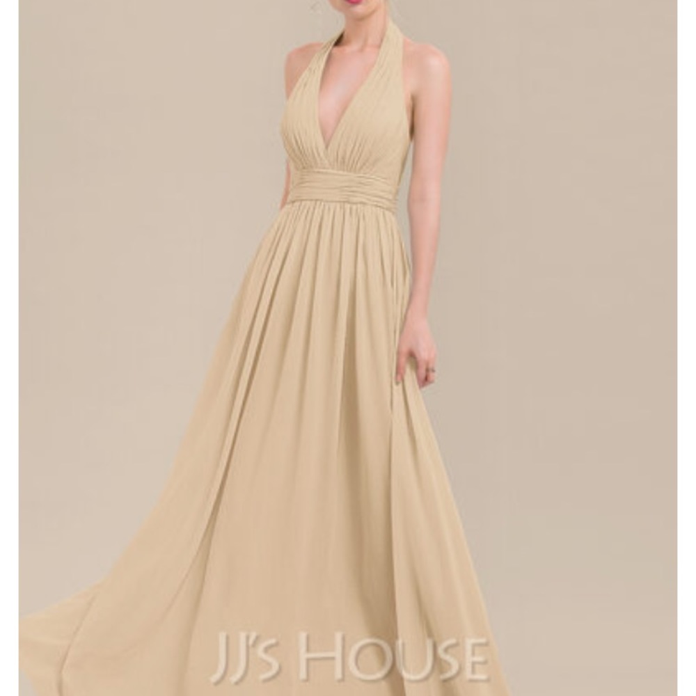Princess Halter Chiffon Bridesmaid Dress 💛